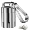 TISUR Titanium Small Pill Holder Keychain, Portable Pill Case Waterproof Pocket Pill Box Container Carrier to Hold Pills, Vitami