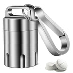 TISUR Titanium Small Pill Holder Keychain, Portable Pill Case Waterproof Pocket Pill Box Container Carrier to Hold Pills, Vitami