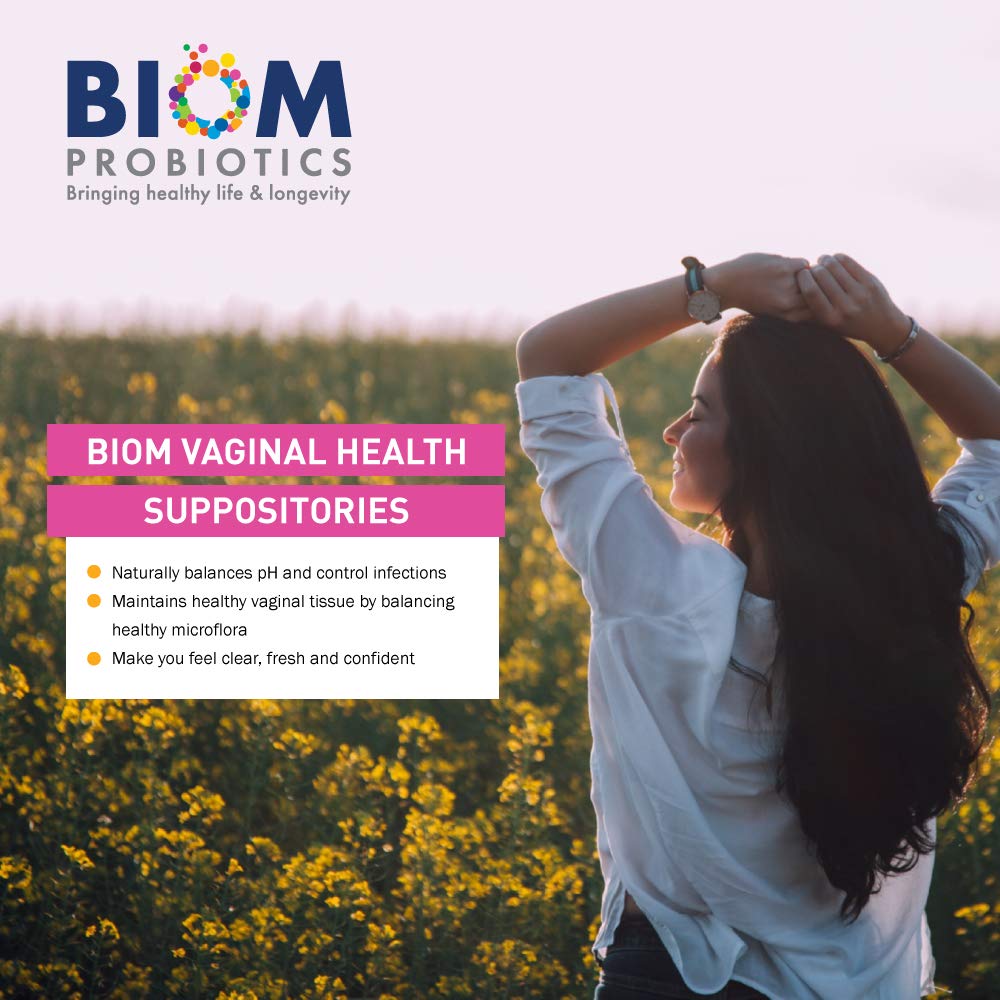 Biom Vaginal Probiotic Suppository: Natural Vaginal pH and Odor Control Regimen; Balance and Nourishes Vaginal Microbiome; No Pa