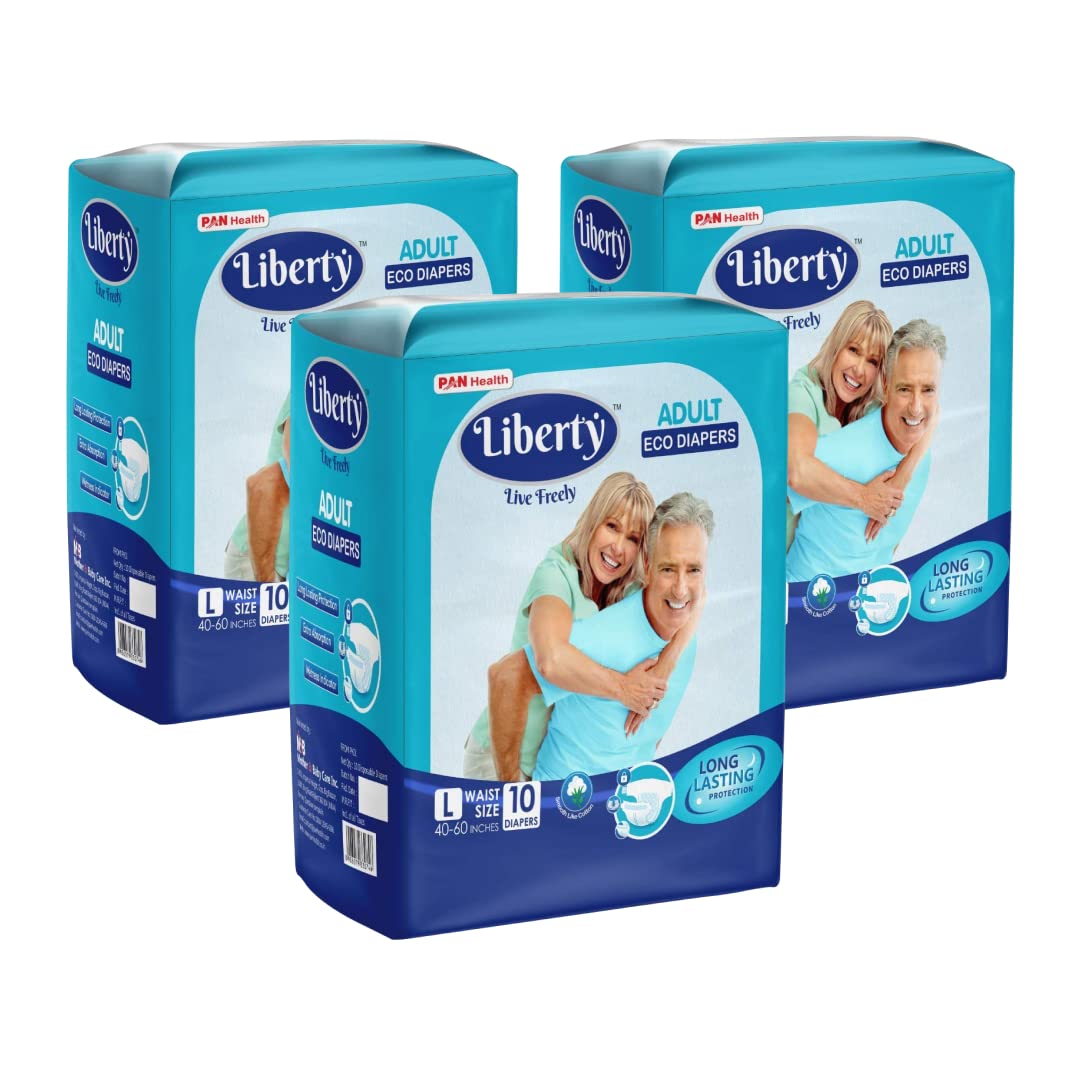 Liberty Popular Adult Diapers, Tape Style, Large (L) Size, 30 Count, Waist Size (101152Cm | 4060 Inches), Unisex, High Absorbe