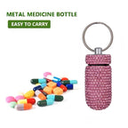GOUWEIBA 2 Pieces Bling Pill Container Portable Pill Bottle Case Waterproof Travel Medicine Box Crystal Diamond Mini Pill Holder