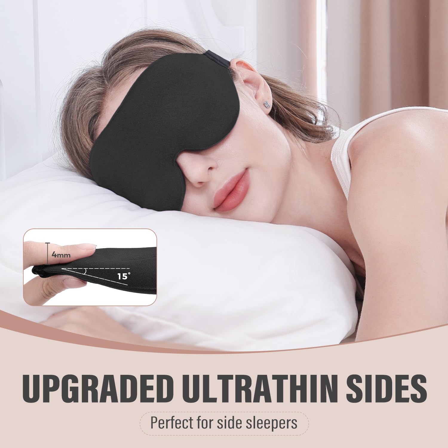 YIVIEW Sleep Mask for Side Sleeper, 100% Light Blocking 3D Sleeping Eye Mask, Soft Breathable Eye Cover for Women Men, Relaxing