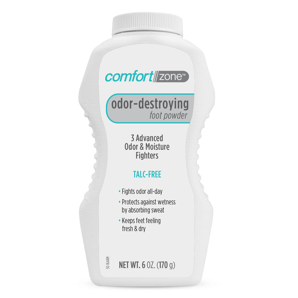 Comfort Zone Odor Destroying Foot Powder with Corn Starch, Heavy-Duty Odor & Moisture Protection