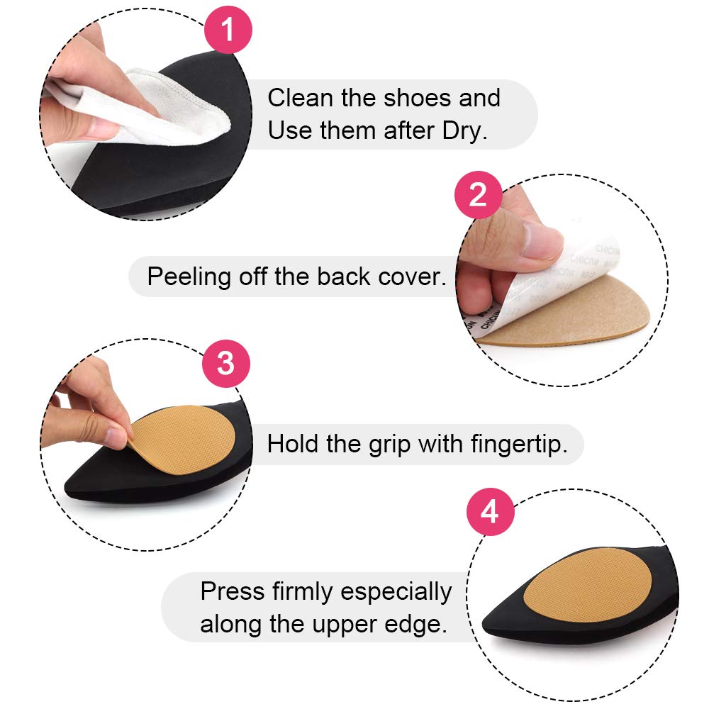 Dr. Shoesert Non-Slip Shoes Pads Adhesive Shoe Sole Protectors, High Heels Anti-Slip Shoe Grips (Yellow + Black)