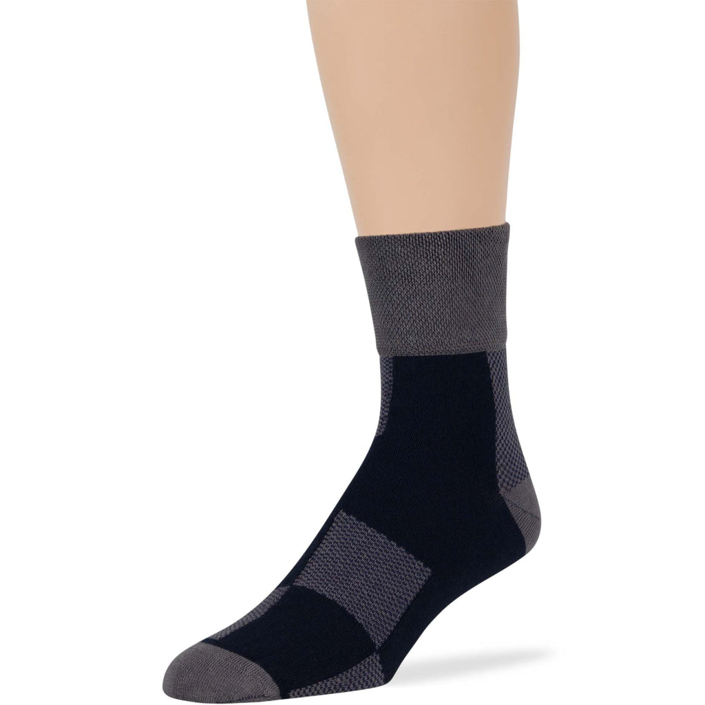 7BigStars Men Novelty Diabetic Loose Cotton Quarter Socks - 5 Pack Big Tall - Stripe Pattern - Sock Size 13-15 Shoe Size 12-15 X
