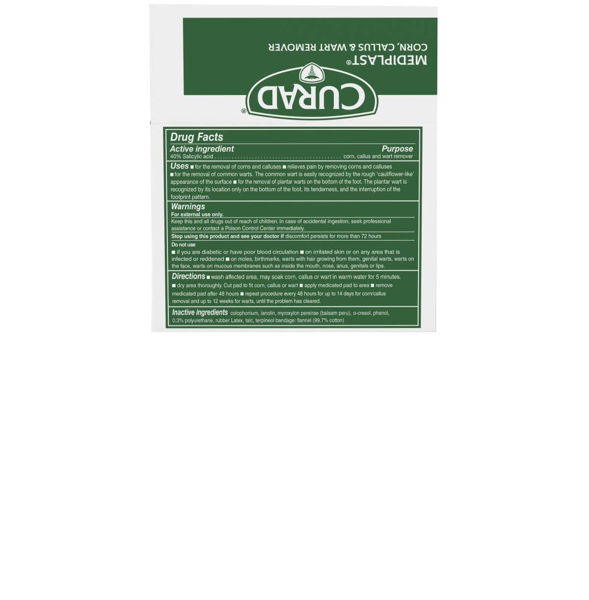 Curad - CUR01496 Mediplast (25 Pads) Corn, Callus, & Wart Remover, 40% Salicylic Acid Pads for topical removal of corns, callus,