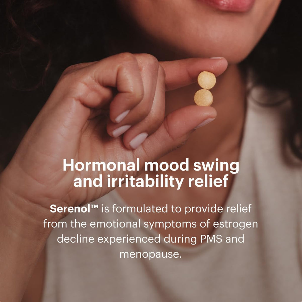 Bonafide Serenol Relief from Hormonal Mood Swings, Irritability, & PMS Bloating. - 2-Month Supply (120 Tablets)