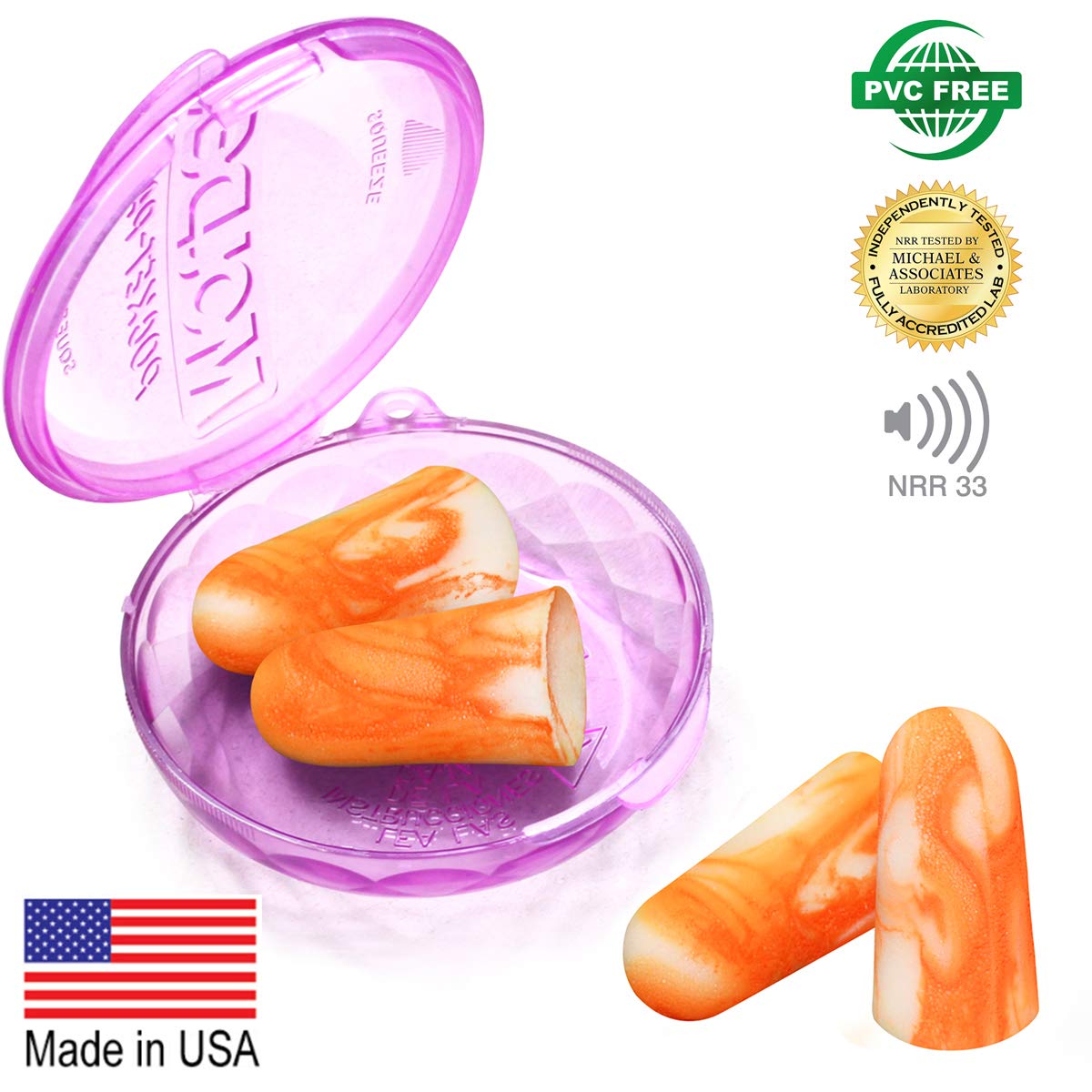 MOLDEX Soft Foam Earplugs 100 Pairs Softies Ear Plugs for Sleeping, Snoring, Work, Travel, Shooting -33dB Highest NRR Made in US
