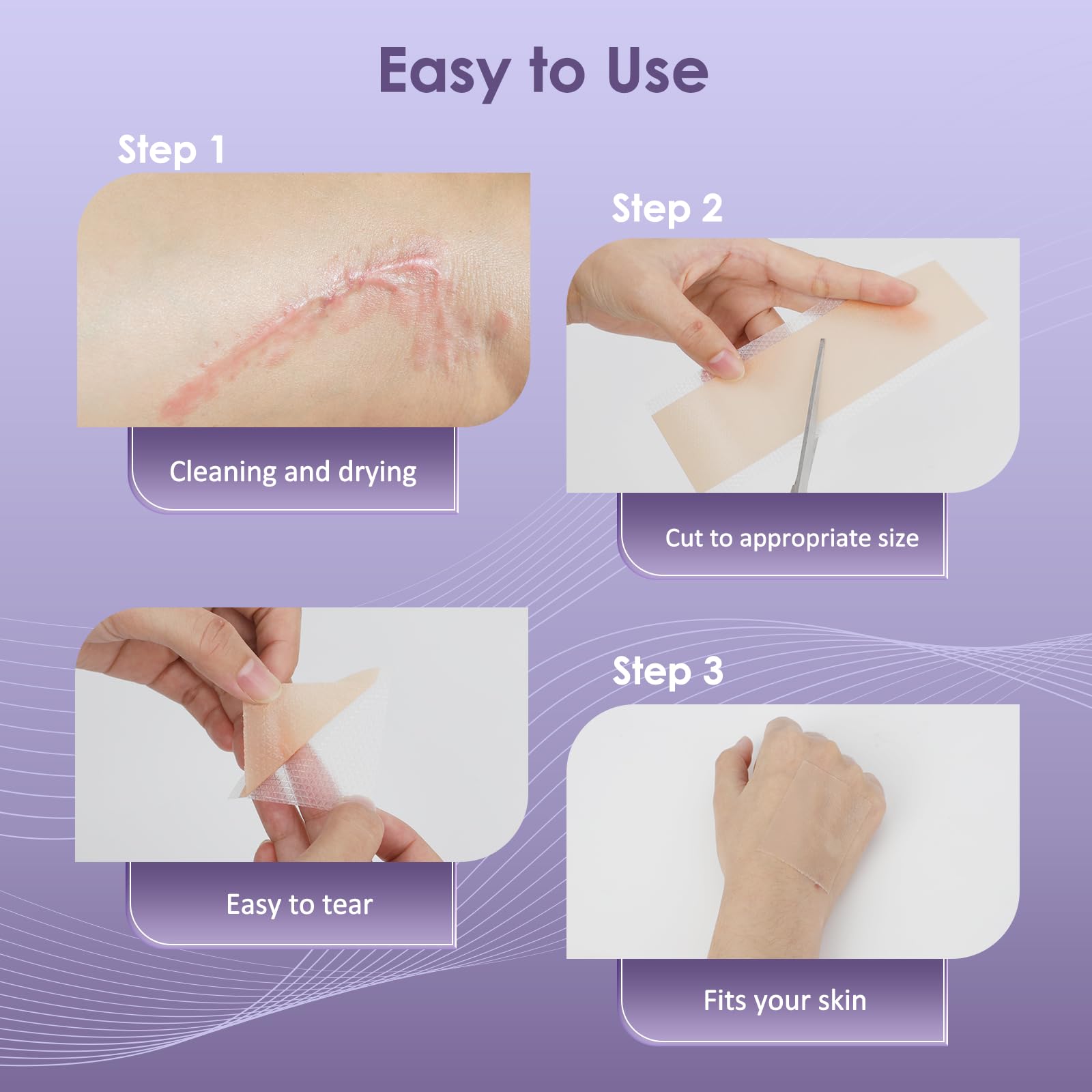 Skiennix Silicone Scar Tape for Surgical Scars - 1.6 x 120 300CM Roll - Reusable - Ultra Thin & Soft Scar Sheets for C-Sections,