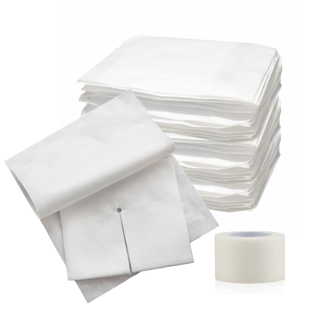Split Drain Sponge Gauze 4x4 Sterile 6 Ply Pads [Pack of 50] Absorbent Precut 4X4 Non-Woven Slit Bandage for I.V. Tracheostomy -