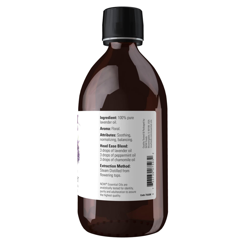 NOW Foods Essential Oils, Lavender Oil, Soothing Aromatherapy Scent, Steam Distilled, 100% Pure, Vegan, Child Resistant Cap, 16-