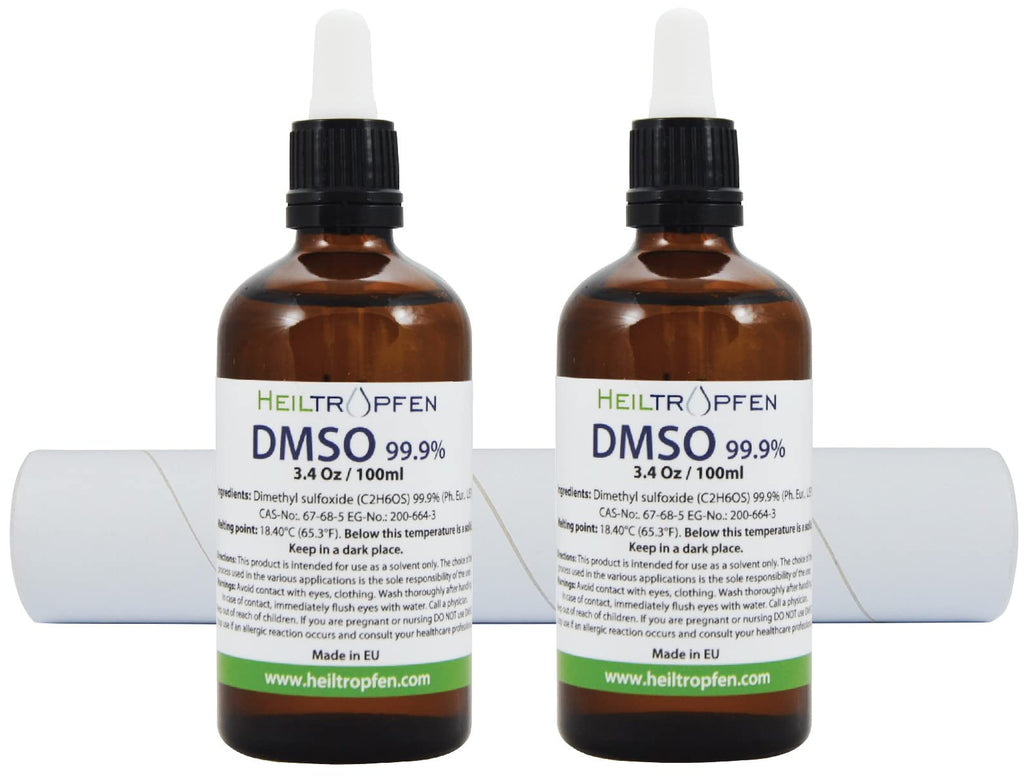 2X DMSO 99.9% Pharma grade ingredients | Low odor - Dimethyl sulfoxide liquid | 2X 3.4 Oz - 2X 100 ml | High purity | Set of two