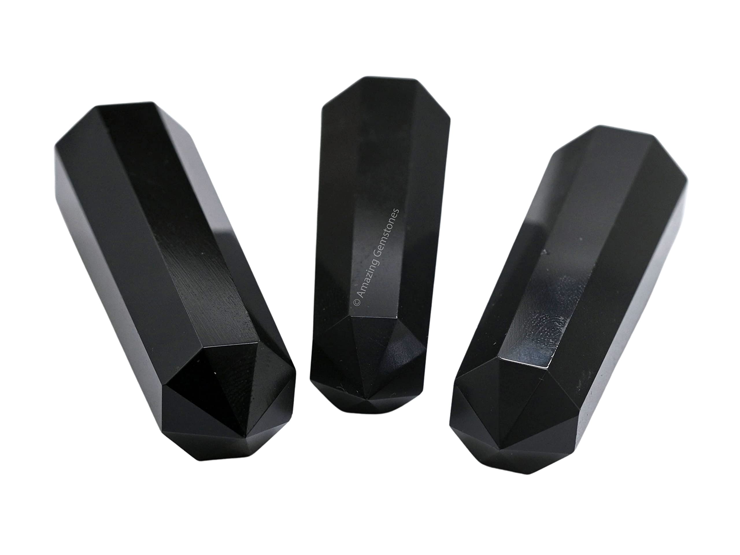 Black Agate Crystal Towers ~ Natural Healing Crystal Point Obelisk for Reiki Healing and Crystal Grid (2 to 3 INCH)