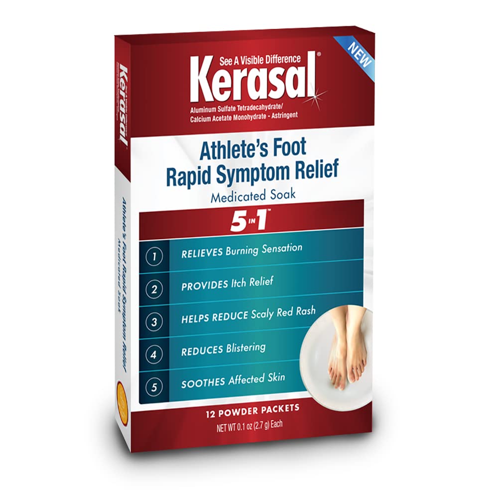 Kerasal Athletes Medicated Foot Soak, Bath for 5-in-1 Rapid Symptom Relief, 12 Count, (Pack of 1)