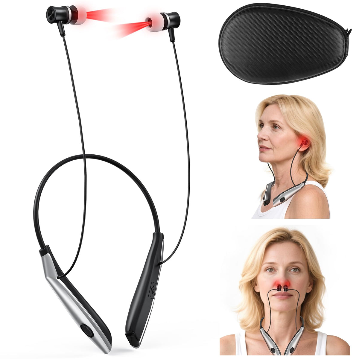 Red Light Therapy for Ears & Nose, 650nm Aurivo Rehears Red Light Therapy