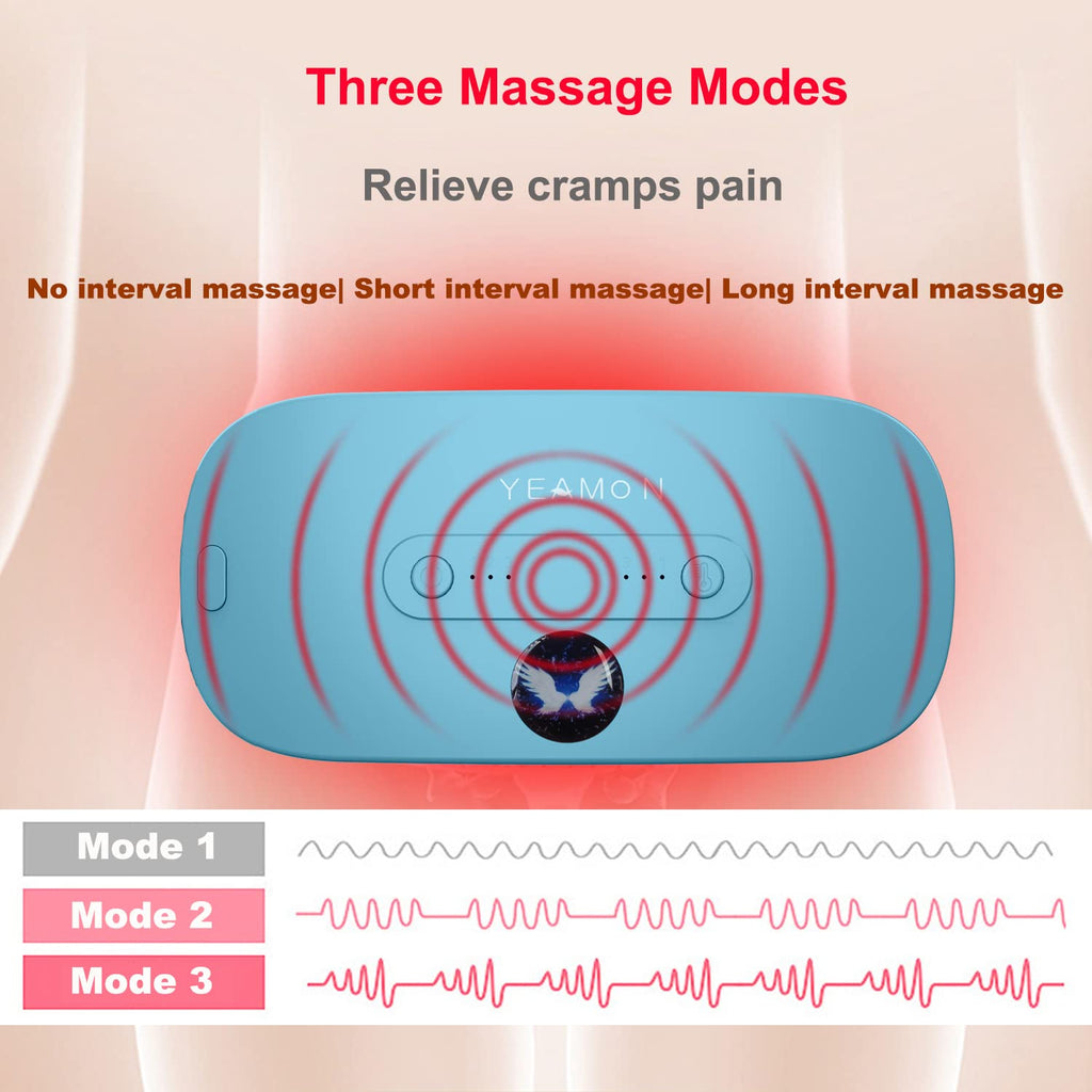 Portable Cordless Fast Heating Pad, Electric Waist Belt Device with 3 Heat Levels and 3 Massage Modes, Back or Belly Heating Pad