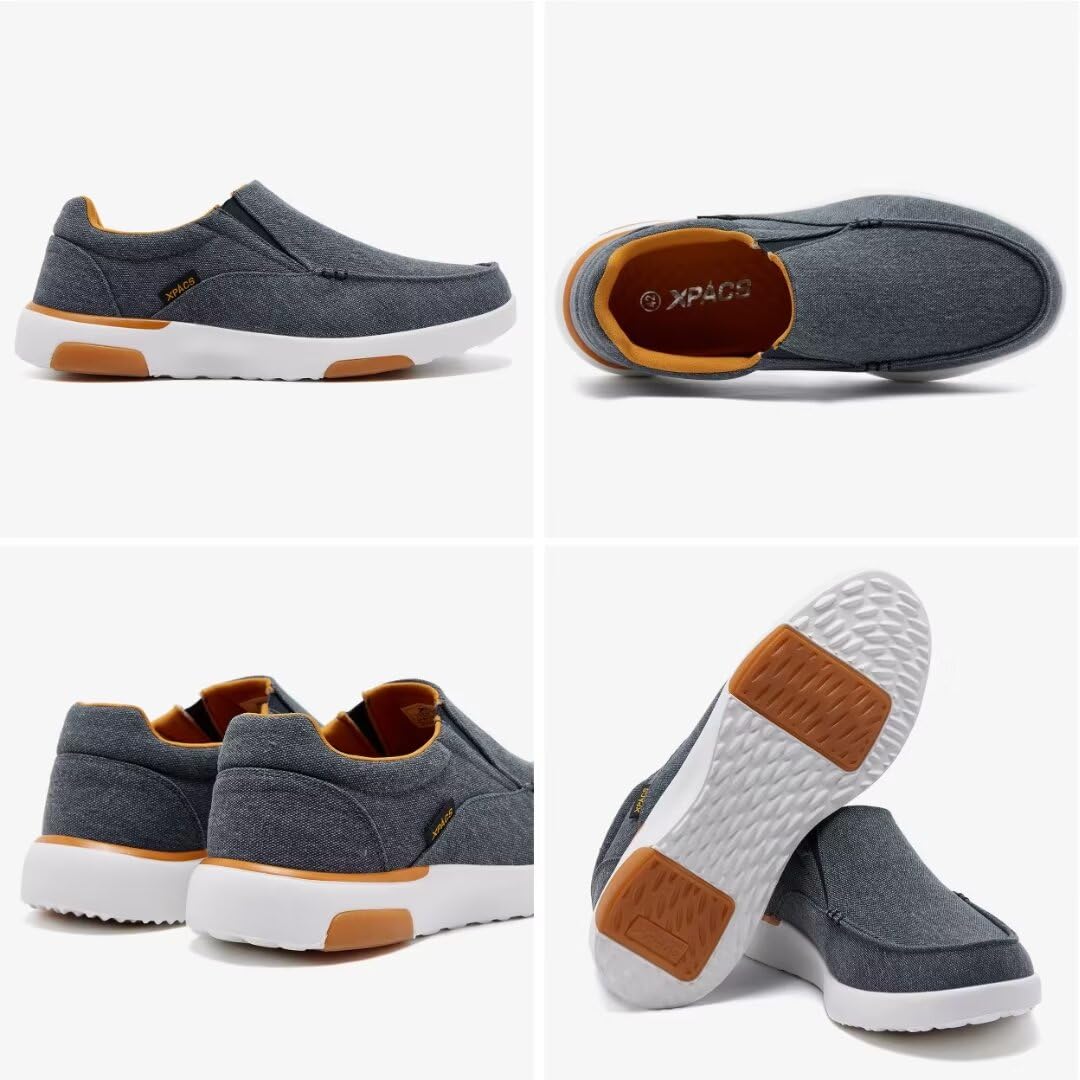 XPACS Mens Diabetic Slip-On Shoes for Outdoor Walking, Breathable Supportive Driving Loafers for Plantar Fasciitis, Non Slip Cas