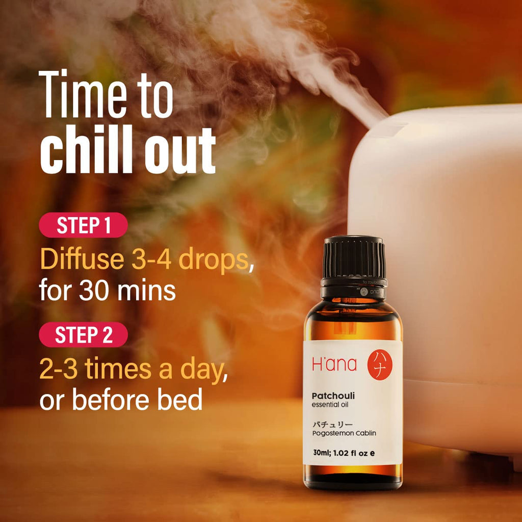 Hana Patchouli Essential Oil - 100% Pure and Natural Patchouli Oil for Skin, Diffuser, Aromatherapy, Perfume, and Candle Making
