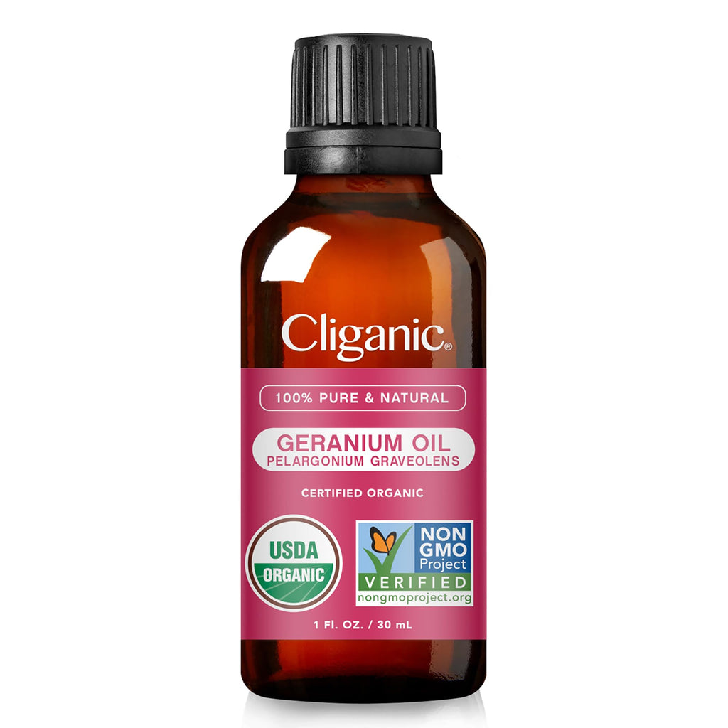 Cliganic Organic Geranium Essential Oil, 100% Pure Natural for Aromatherapy | Non-GMO Verified