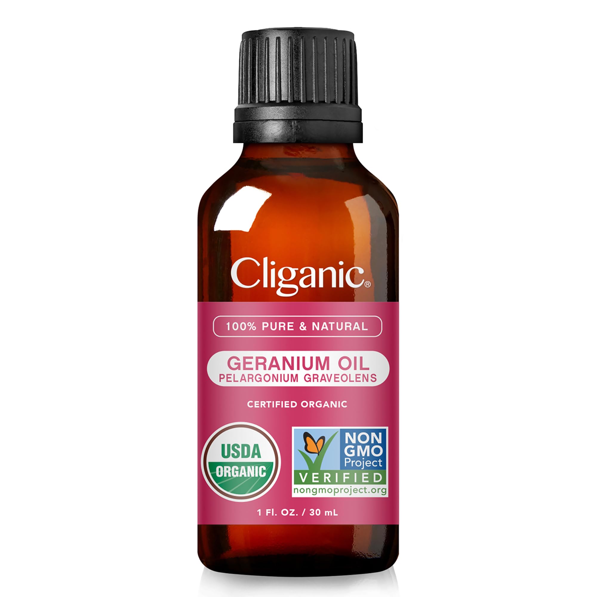 Cliganic Organic Geranium Essential Oil, 100% Pure Natural for Aromatherapy | Non-GMO Verified