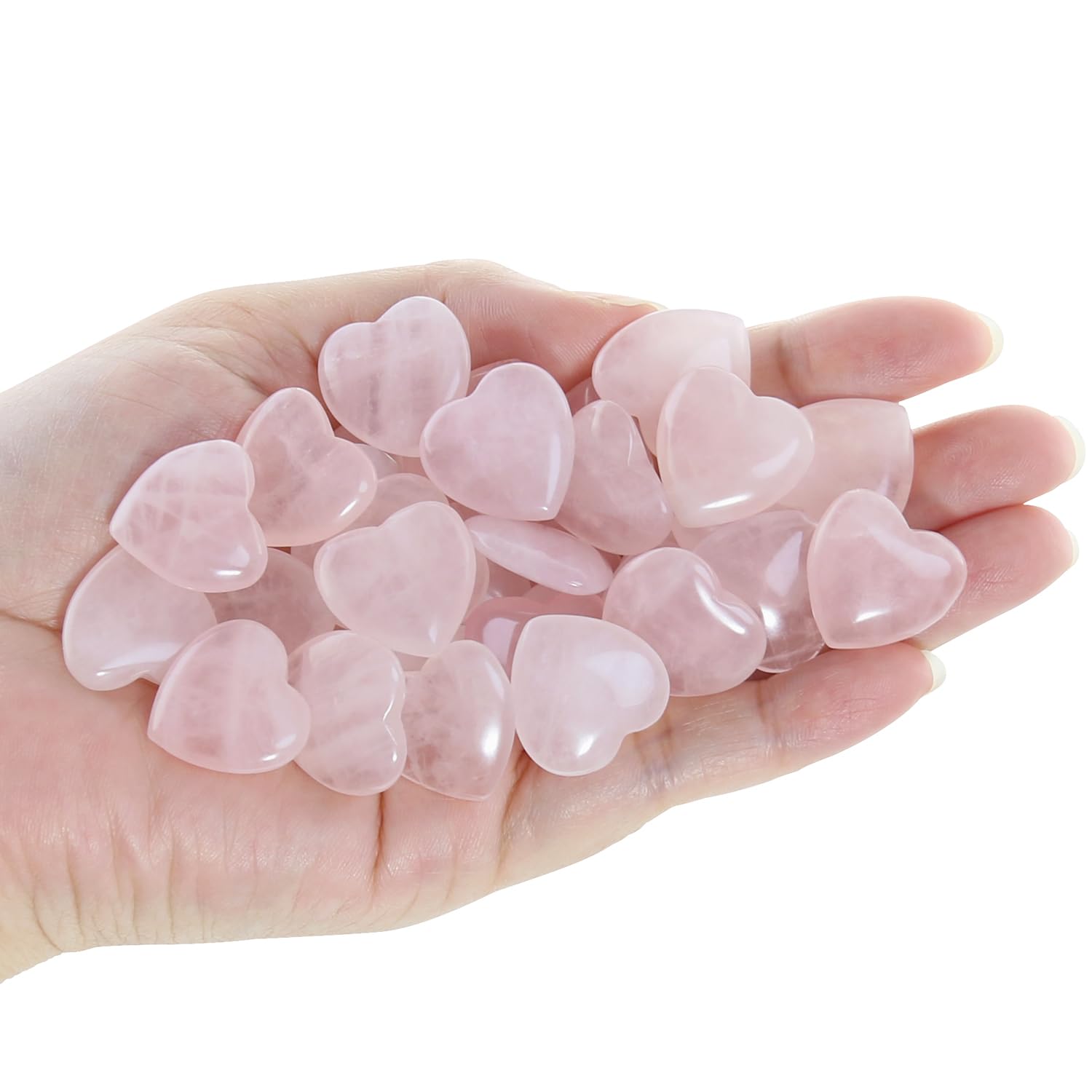 Nvzi Tumbled Polished Natural Rose Quartz Heart Stones, Crystals and Healing Stones Quartz Bulk for Wicca, Reiki, Healing Energy