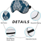 NOHSHE Floral Baroque Sleep Eye Mask Eye Cover Damask Ornament Flowers Elegant Blue Silk Eye Mask for Sleeping with Adjustable S
