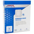 4 x 4 Dressing (2x2 Pad) AMERX Bordered Gauze - Adhesive Bandages - Water Resistant Barrier - Self Adhesive Border - Breathable,