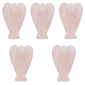 mookaitedecor Set of 5 Rose Quartz Crystal Angel Figurines, 1.5 inch Mini Guardian Angel Statue Carving Pocket Stone Sculpture f