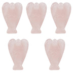 mookaitedecor Set of 5 Rose Quartz Crystal Angel Figurines, 1.5 inch Mini Guardian Angel Statue Carving Pocket Stone Sculpture f