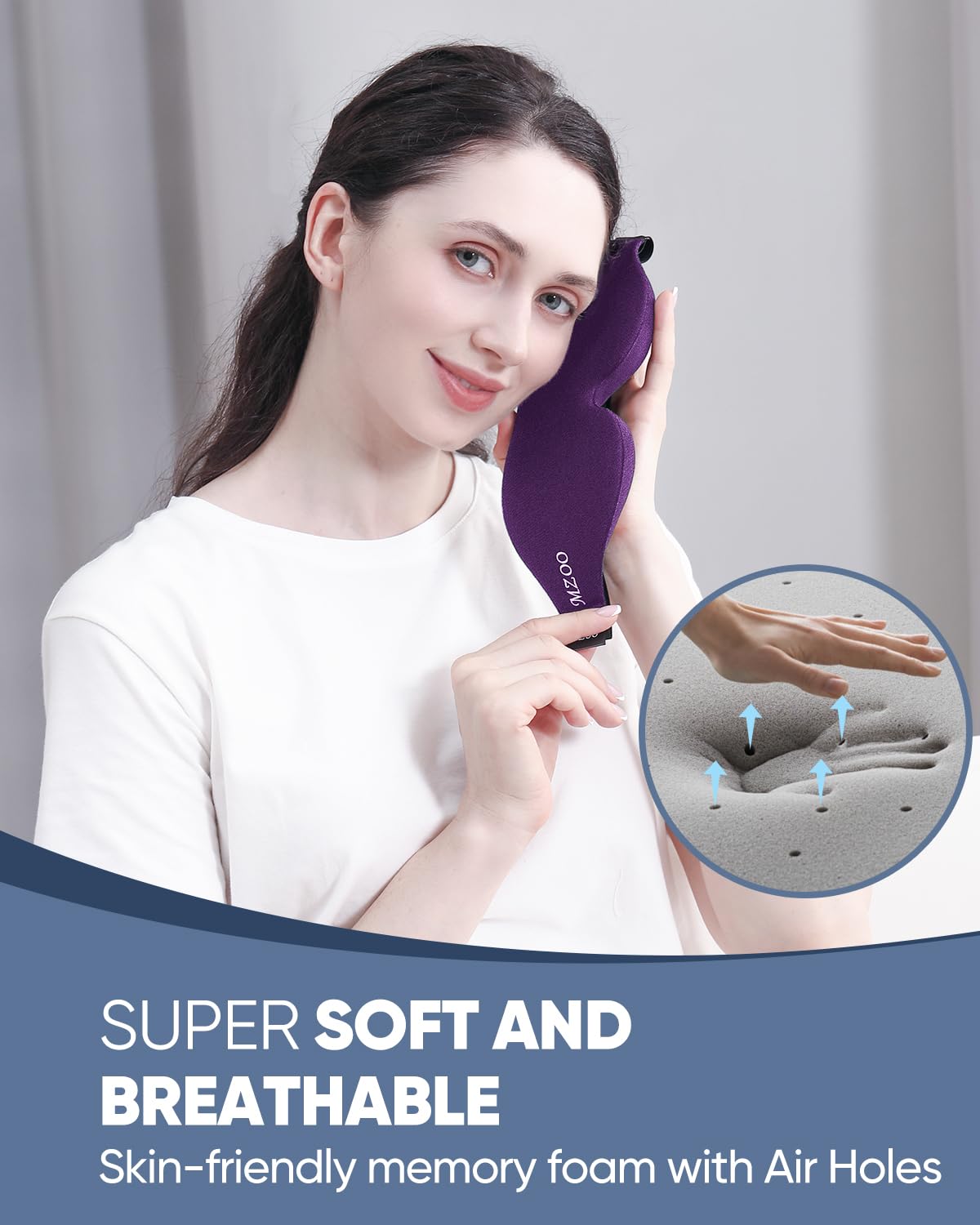 MZOO Sleep Eye Mask for Side Sleeper Men Women, Zero Eye Pressure 3D Sleeping Mask, Light Blocking Patented Design Night Blindfo