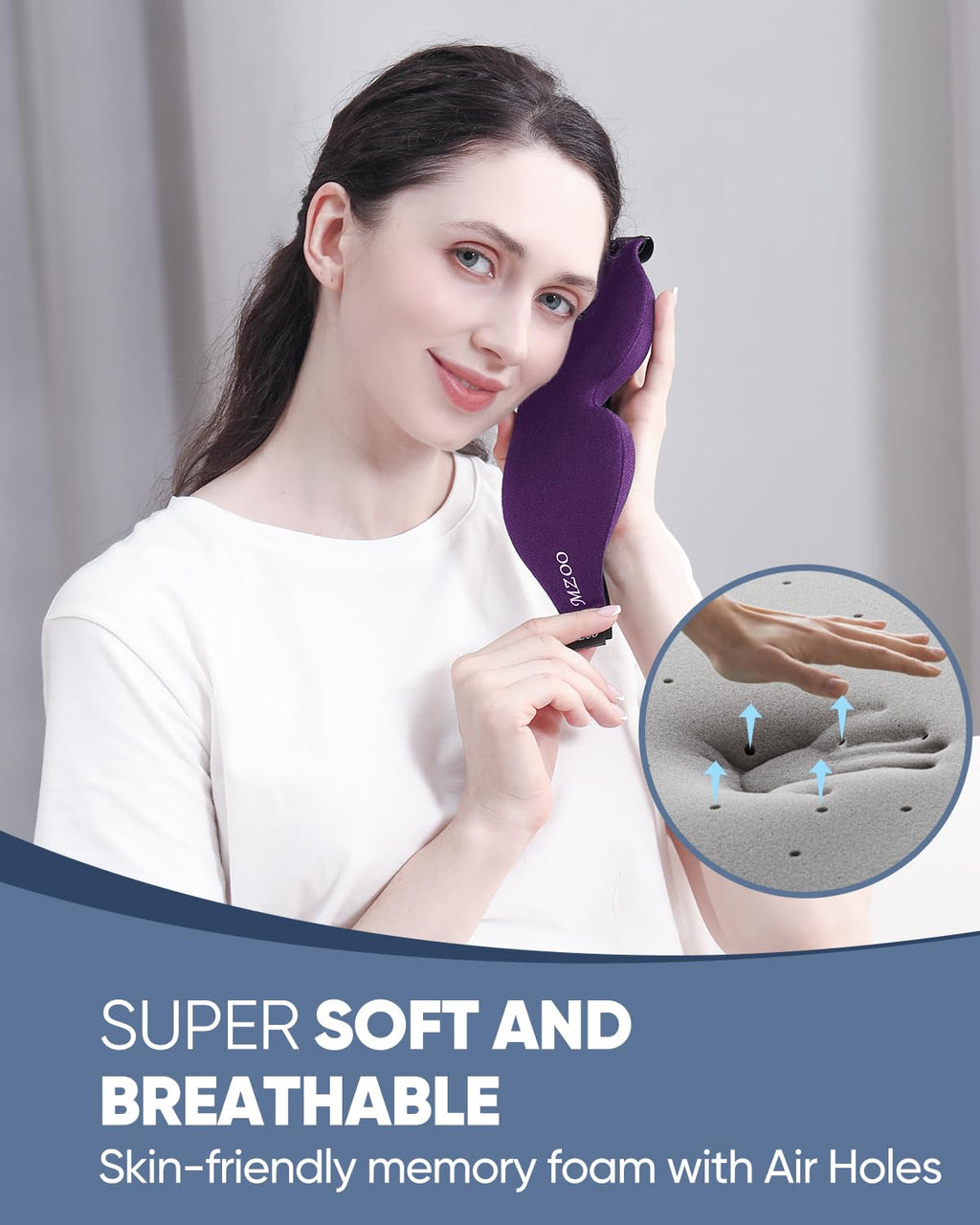MZOO Sleep Eye Mask for Side Sleeper Men Women, Zero Eye Pressure 3D Sleeping Mask, Light Blocking Patented Design Night Blindfo