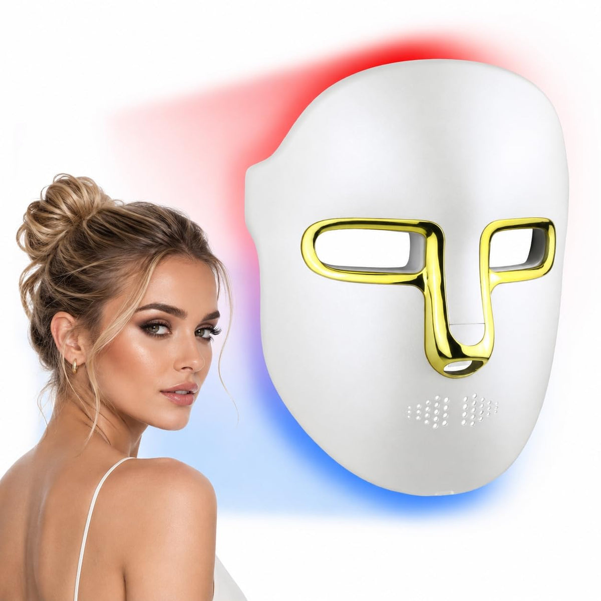 Kelyoo LED Facial Mask, AnceTreatment Light Therapy with Red Blue LED and Infrared Light, AntiAging, Blemish Repair Treatment, 