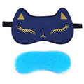 Jenna Natural Silk Kitty Design Sleep Mask Cover For Insomnia, Puffy Eyes And Dark Circles With Gel (Darkblue)