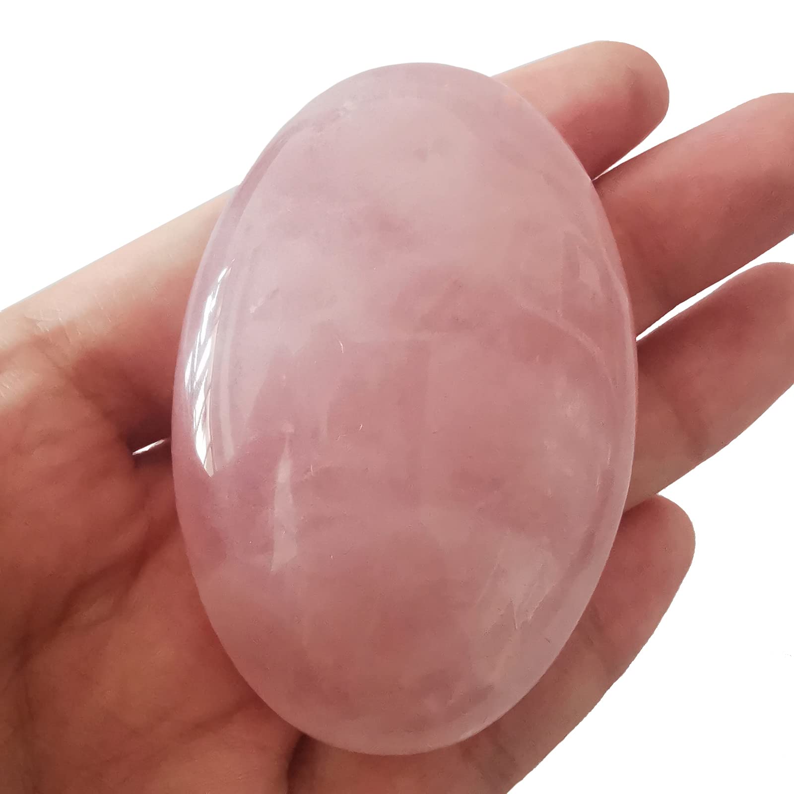 Loveliome Natural Rose Quartz Oval Polished Worry Stones, Healing Crystal Indoor Fountain Stones Massage Energy Anxiety Relief I