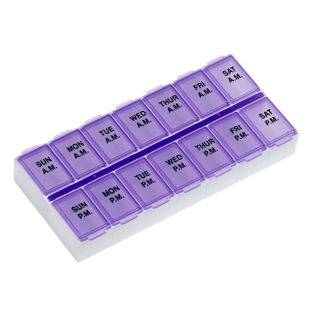 Ezy Dose Weekly (7-Day) AM/PM Pill Organizer, Vitamin Case, and Medicine Box, Medium Compartments, 2 Times a Day, Purple