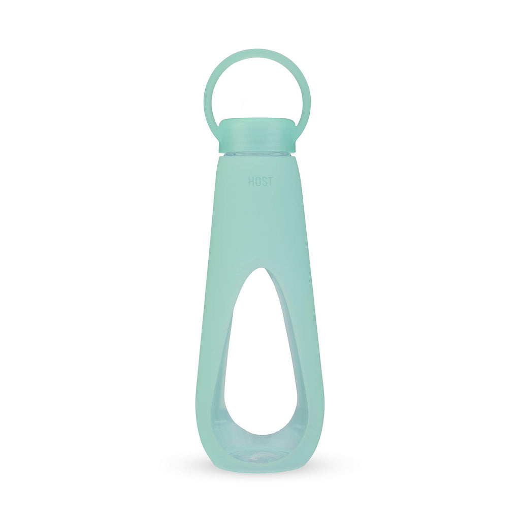 HOST Revive Water Bottle with Ergonomic Cut Out Soft Silicone Sleeve and Carrying Handle, Dishwasher Safe 16 Oz Mint Set of 1