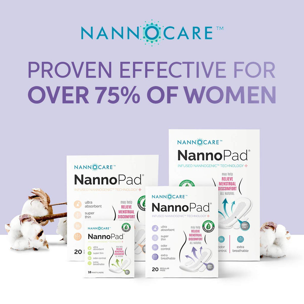 NannoPad Regular Pads for Women - Nannocare Certified Organic Cotton Pads - Pads with Wings - Feminine Hygiene Products - 20 San