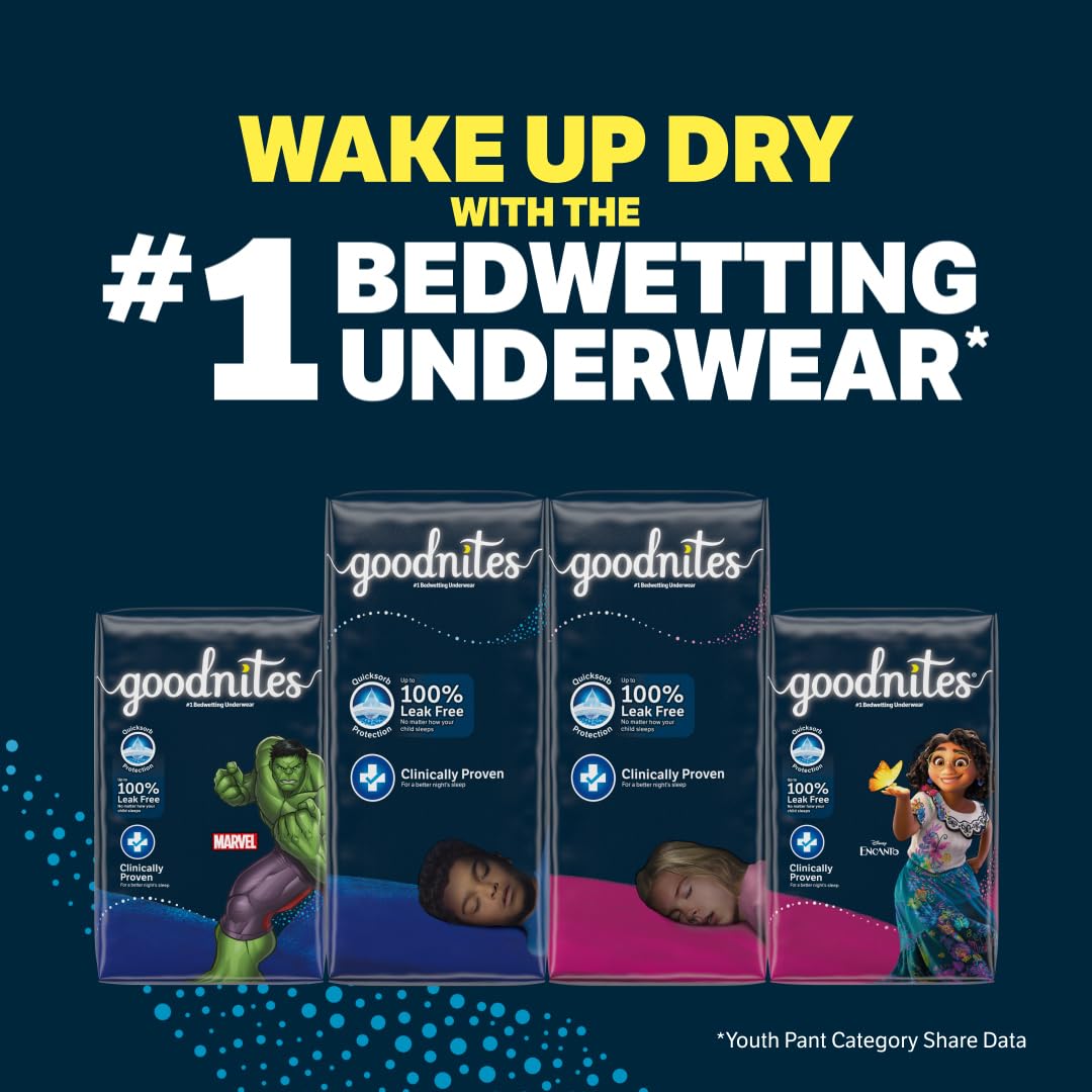 Goodnites Boys Nighttime Bedwetting Underwear, Size Extra Small (28-43 lbs), 15 Ct, Packaging May Vary