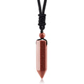 TIKCAUZ Hexagonal Crystal Necklace Red Sandstone Point Pendant with Adjustable Rope Handmade Reiki Healing Stone Necklaces Jewel