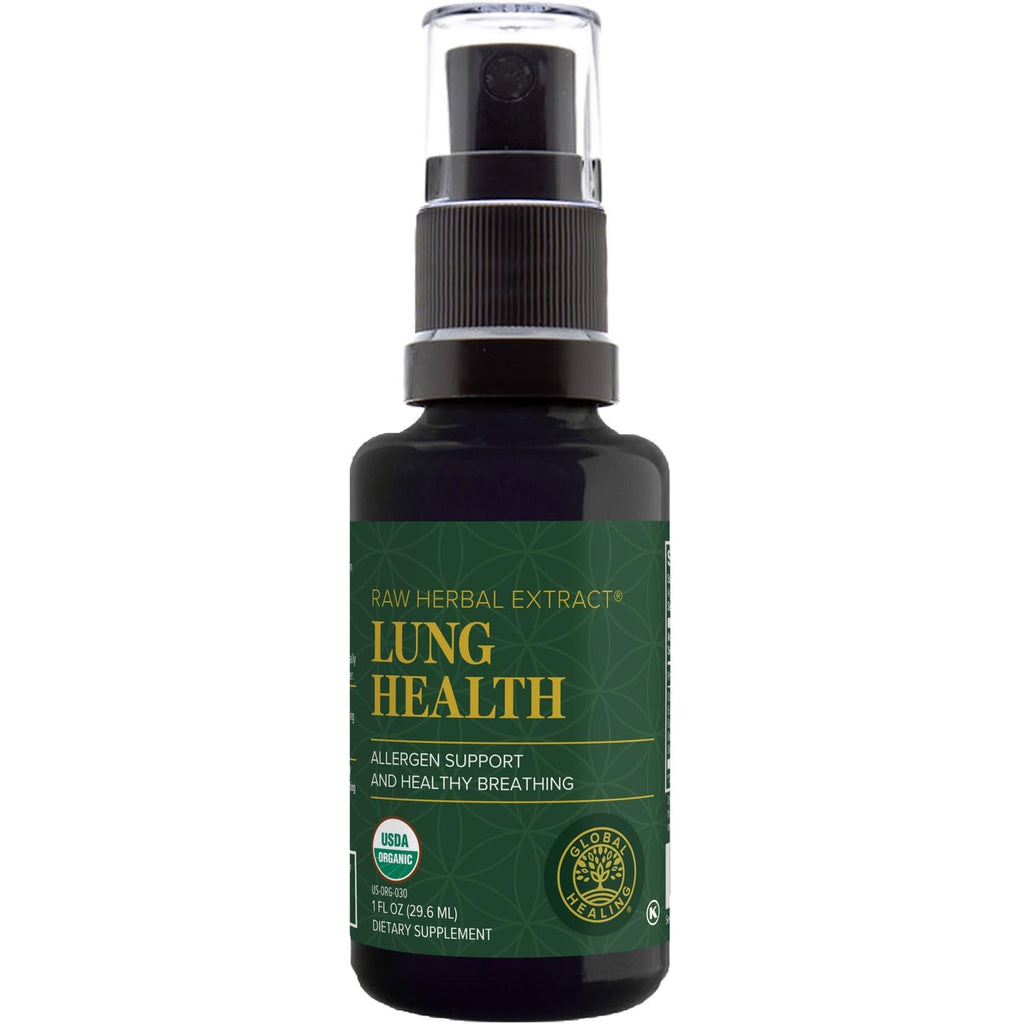 Global Healing Organic Lung Health Supplement - Herbal Nasal Decongestant Spray for Lung Cleanse, Respiratory Support and Mucus 