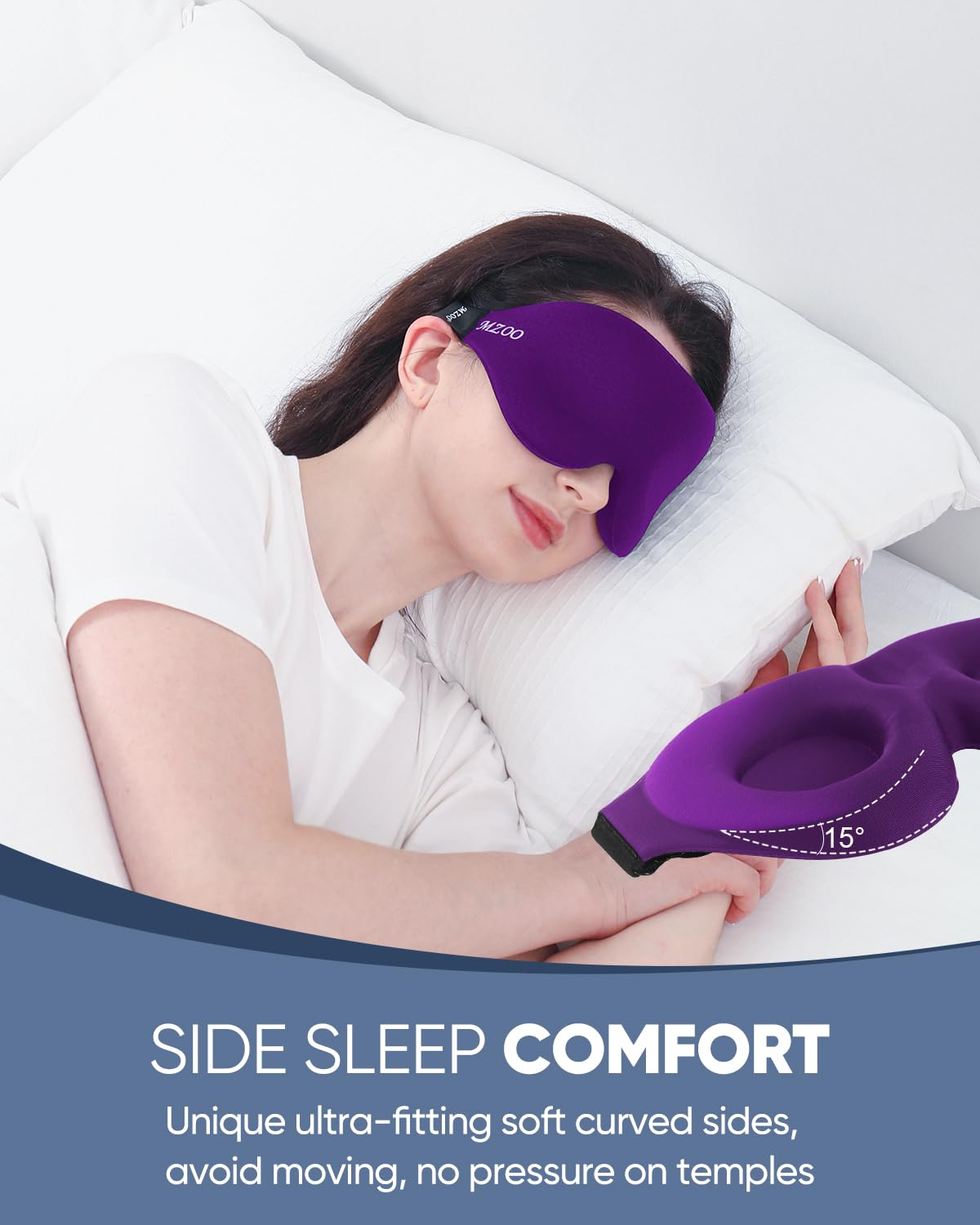 MZOO Sleep Eye Mask for Side Sleeper Men Women, Zero Eye Pressure 3D Sleeping Mask, Light Blocking Patented Design Night Blindfo