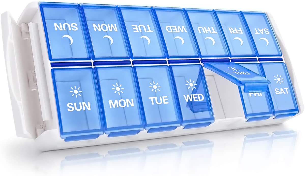 TookMag Weekly Pill Organizer 2 Times a Day, Easy Fill AM PM Pill Box, Large Capacity Quick-Refill 7 Day Pill Cases for Pills/Vi