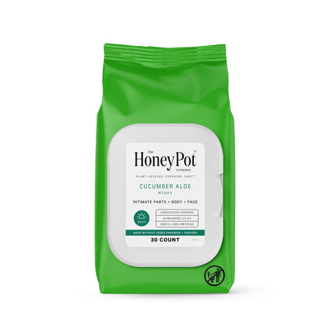 The Honey Pot Company - Feminine Wipes - Daily PH Balancing and Sulfate Free Feminine Products for Parts, Body, or Face - Cucumb