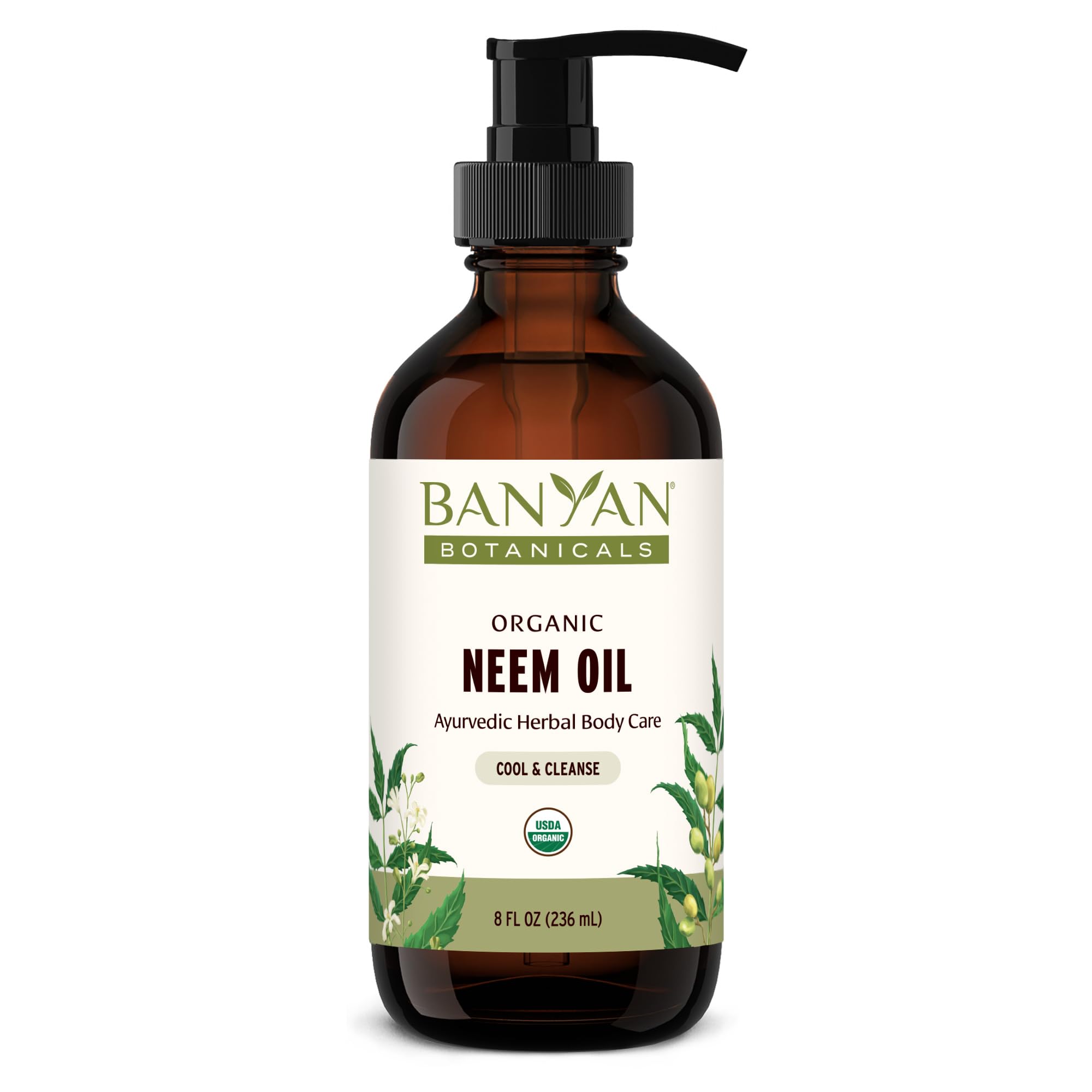 Banyan Botanicals Organic Neem Oil - Cooling & Soothing Ayurvedic Neem Oil - Supports Healthy Radiant Skin - 8 oz. - Non-GMO Sus