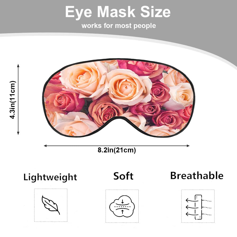NOHSHE Red Flowers Sleep Eye Mask Pink Orange Rose Valentine's Day Wedding Romantic Love Silk Sleeping Soft with Elastic Strap f