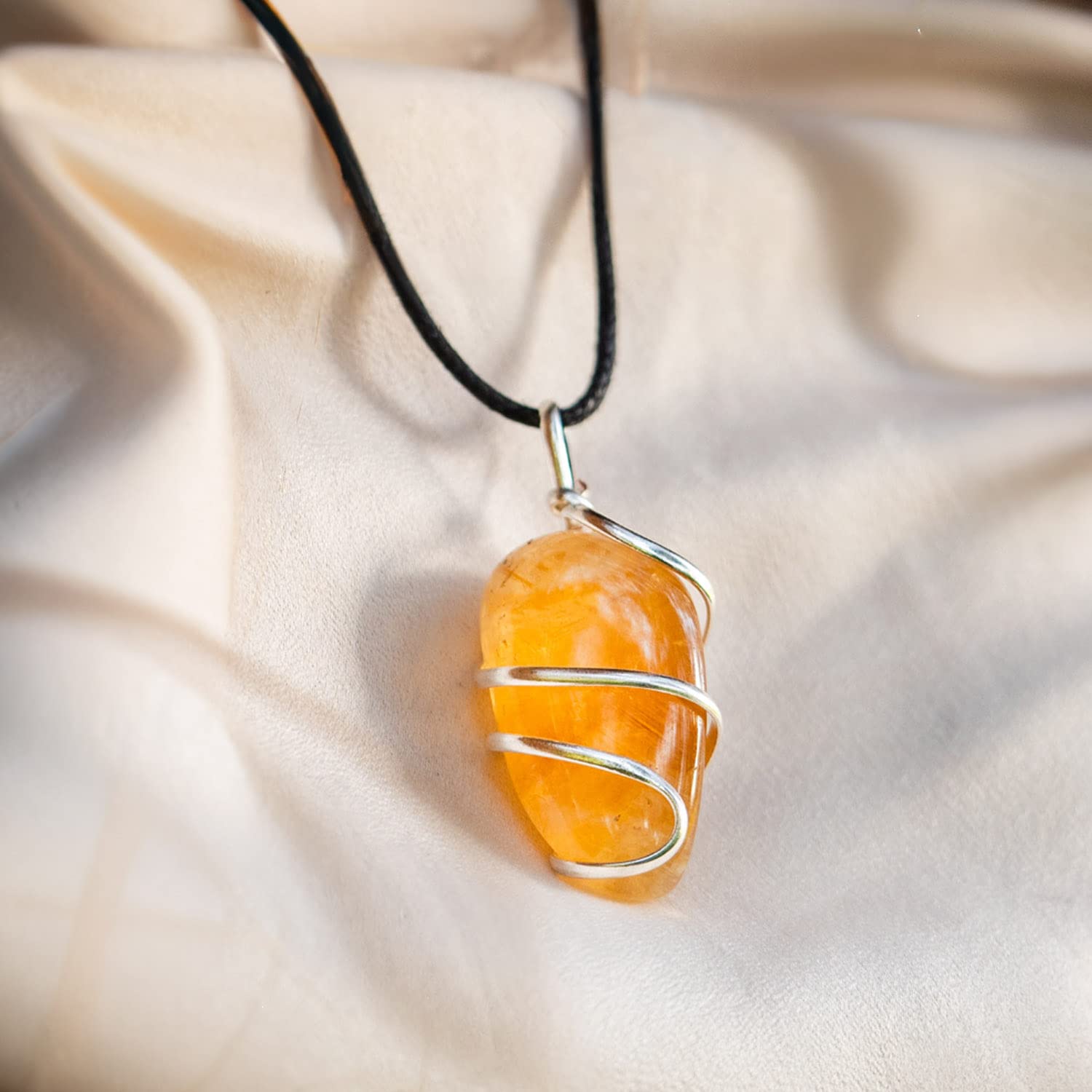 AYANA Citrine Gemstone Pendant Necklace | Natural Crystal Healing | Stone of Joy, Promotes happiness, Wealth, and Abundance | Ha