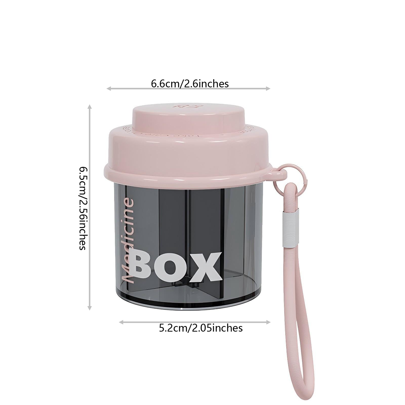 MGERASL Pink pill box for women purse, small pill box, travel pill organizer, 4 compartments for pill bottles, fits in pocket, h
