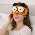 Jenna Fabric Cute Sleeping Eye Shade Mask Cover For Insomnia, Meditation, Puffy Eyes And Dark Circles 3D Cat Brown With Gel