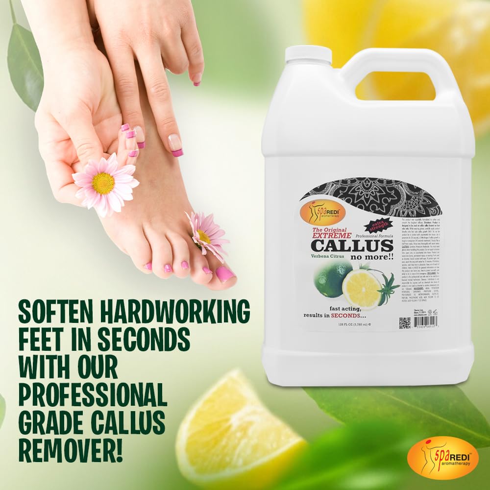 SPA REDI - Callus Remover for Feet Gel, Lemon and Lime, 128 Oz - Professional Pedicure Foot Care - Removes Toughest Calluses in