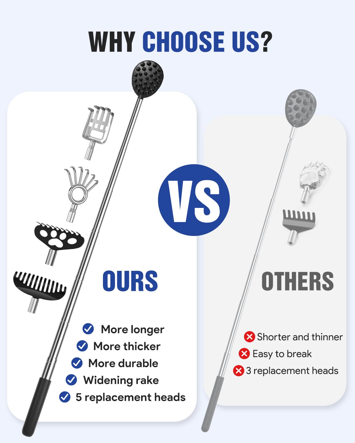 Gelibo Telescoping Back Scratcher with 5Pcs Detachable Heads,Fathers Day Dad Gifts from Wife Daughter Son,Mens Gifts,Husband, Ex